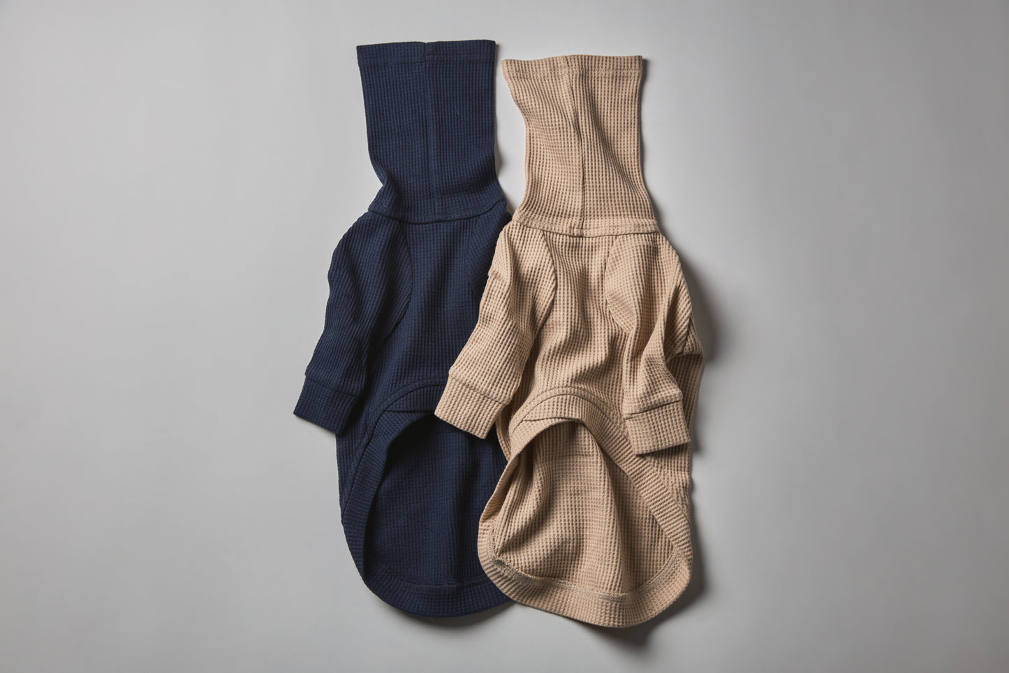 Waffle Turtleneck Shirts - Beige