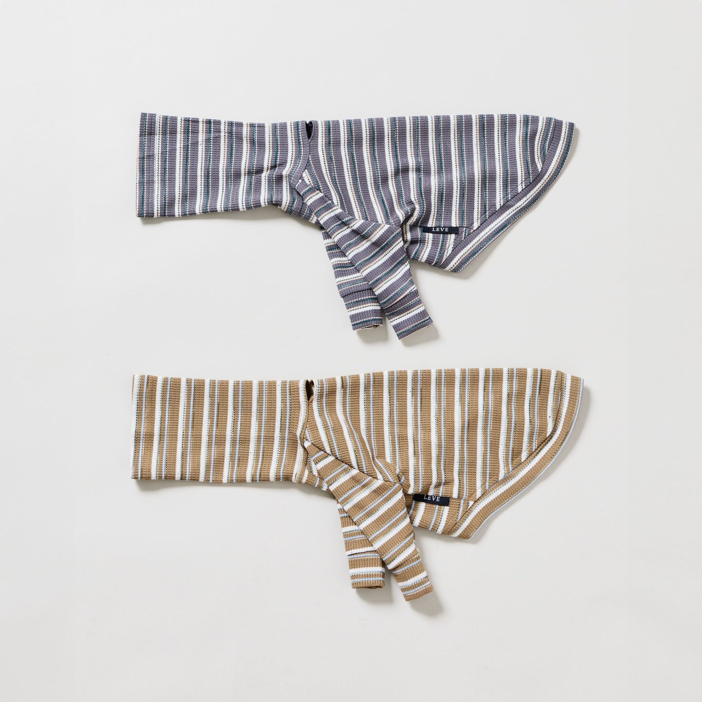 Multi Border Turtleneck Shirts -Sand brown