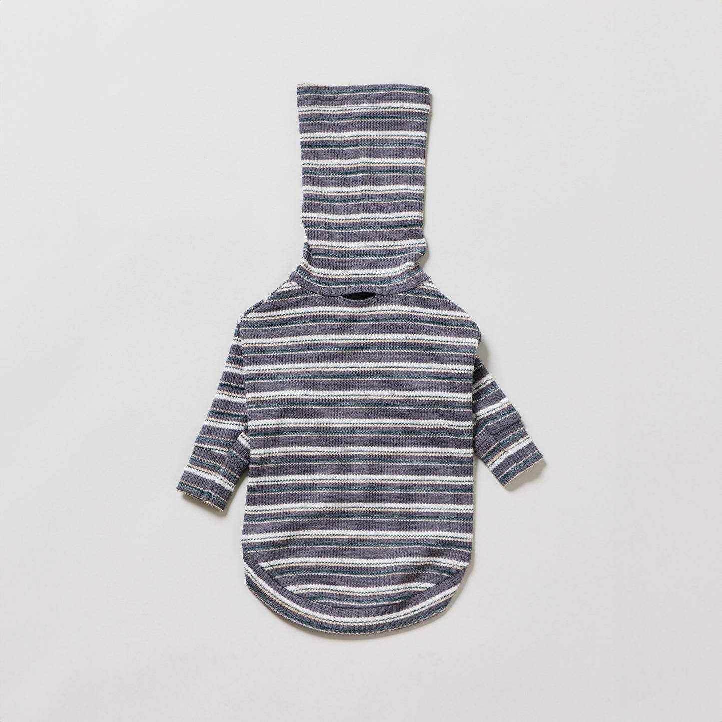 Multi Border Turtleneck Shirts -Charcoal Gray