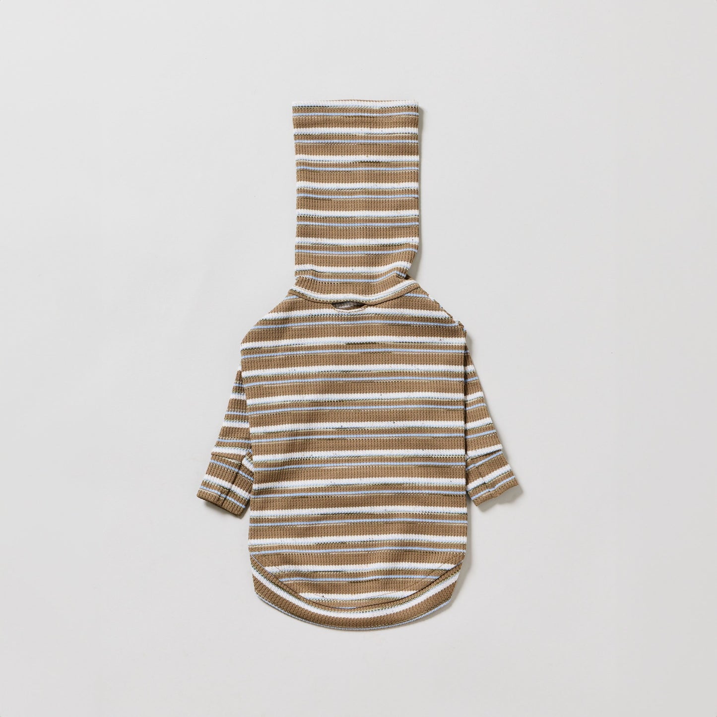 Multi Border Turtleneck Shirts -Sand brown