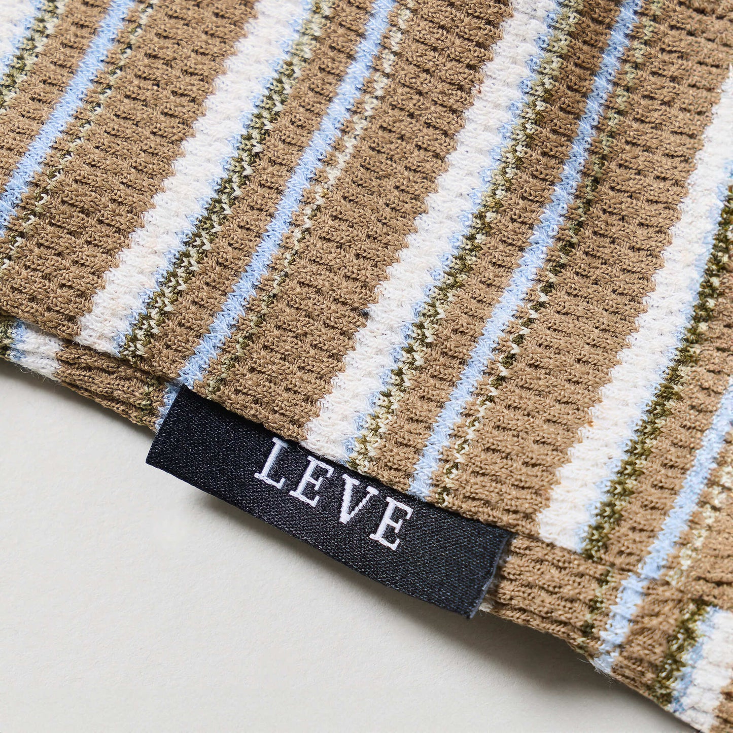 Multi Border Turtleneck Shirts -Sand brown