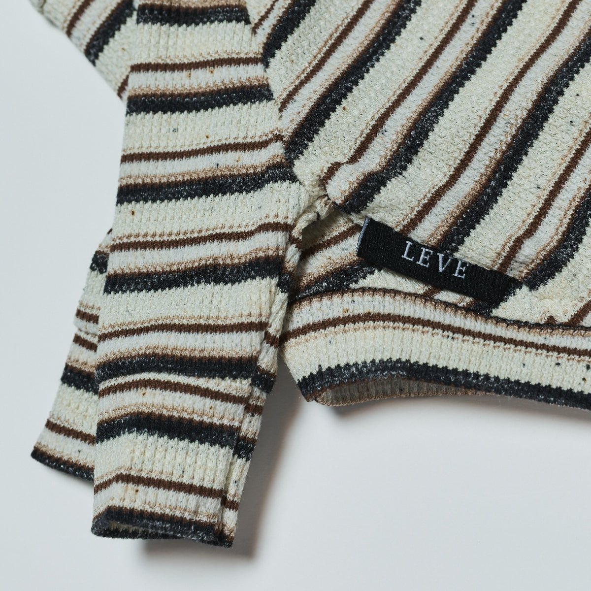 Multi Border Turtleneck Shirts -Oatmeal