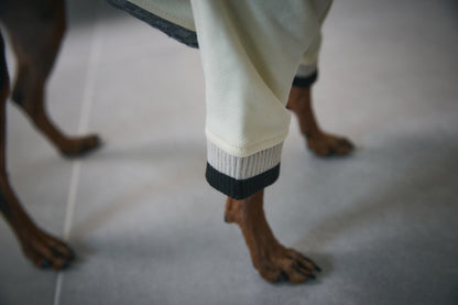 Ribbed Border Sweater -Ivory
