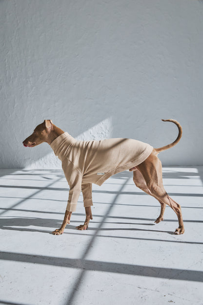 Waffle Turtleneck Shirts - Beige