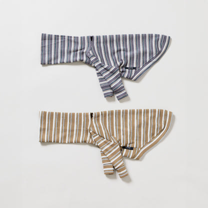 Multi Border Turtleneck Shirts -Sand brown
