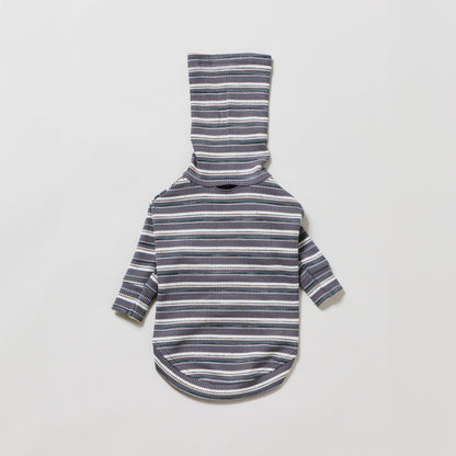 Multi Border Turtleneck Shirts -Charcoal Gray