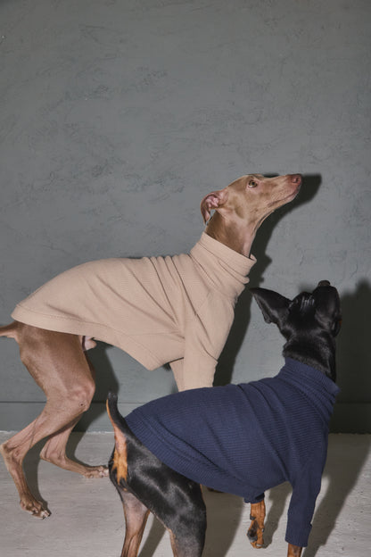 Waffle Turtleneck Shirts - Beige