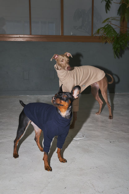 Waffle Turtleneck Shirts -Navy