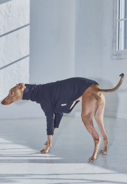 Waffle Turtleneck Shirts -Navy