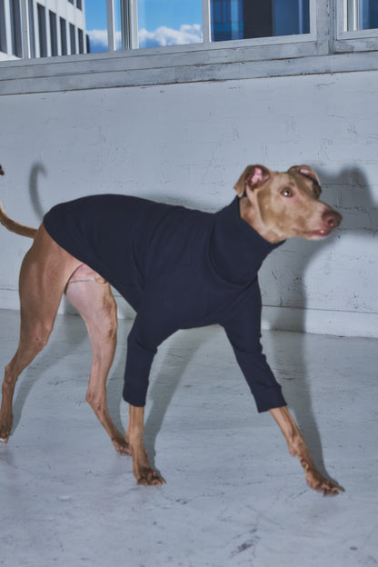 Waffle Turtleneck Shirts -Navy