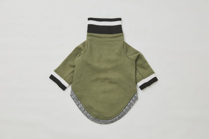 Ribbed Border Sweater -Olive
