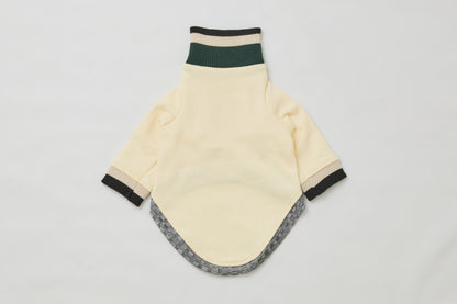 Ribbed Border Sweater -Ivory