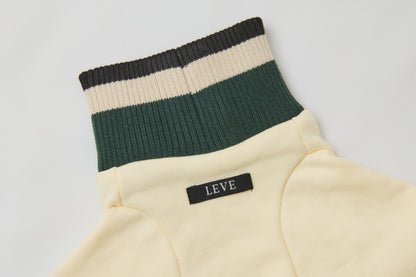 Ribbed Border Sweater -Ivory