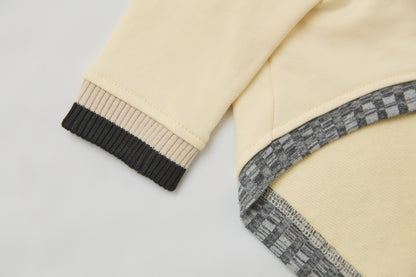 Ribbed Border Sweater -Ivory
