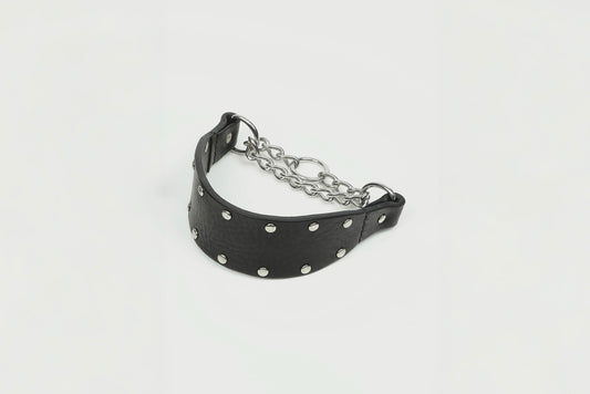 Leather Stud Half Choke -Black