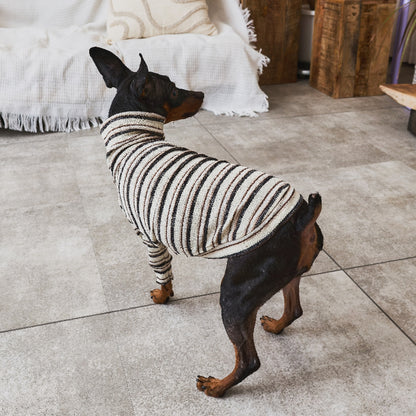 Multi Border Turtleneck Shirts -Oatmeal