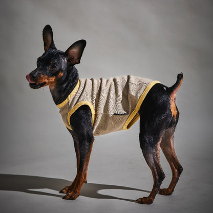 Rib Bi-color Vest -Beige