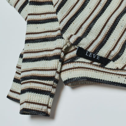 Multi Border Turtleneck Shirts -Oatmeal